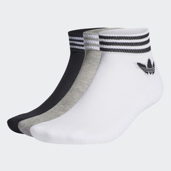 White Adidas Trefoil Ankle Socks 3 Pairs