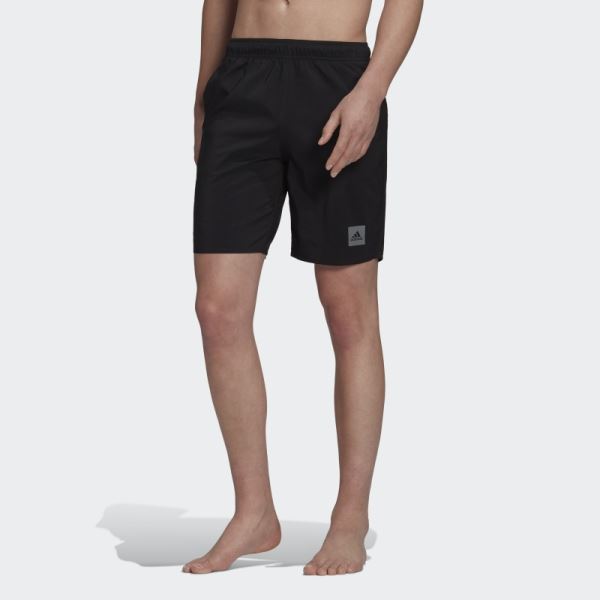 Adidas Black Classic-Length Solid Swim Shorts
