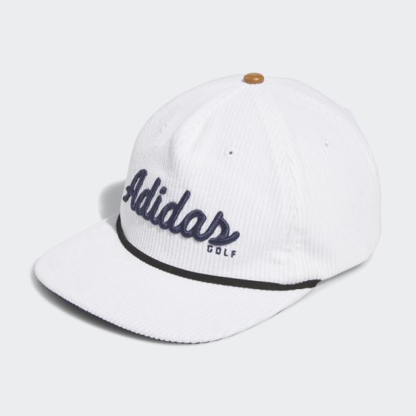 Adidas Corduroy Leather Five-Panel Rope Hat White