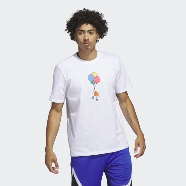 White Lil' Stripe Basketball Graphic Tee Adidas
