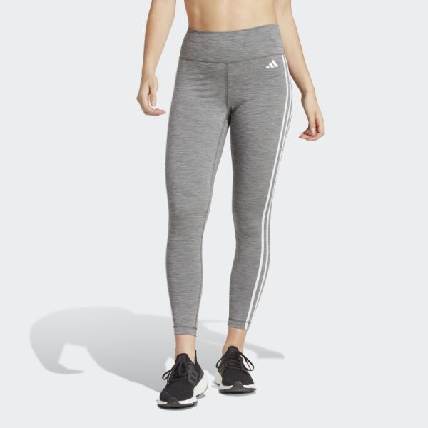 Dark Grey Heather Adidas Train Essentials 3-Stripes High-Waisted 7/8 Leggings
