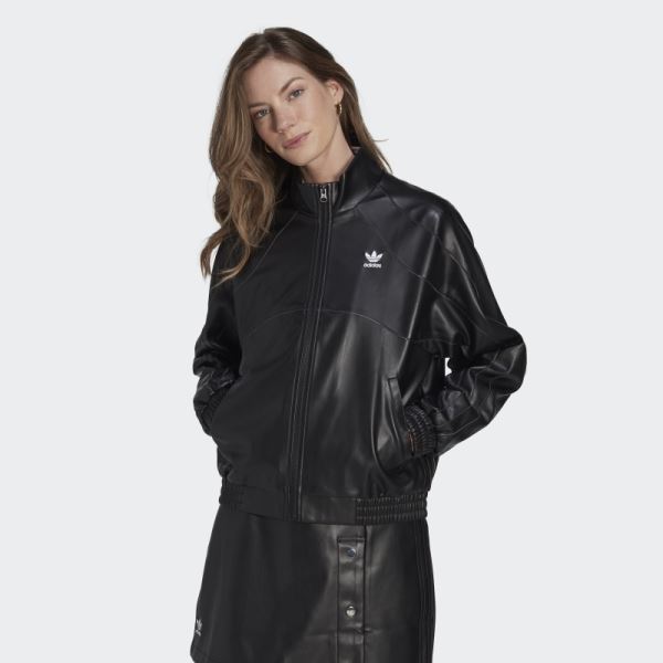Adidas Black adicolor Trefoil Faux Leather Jacket