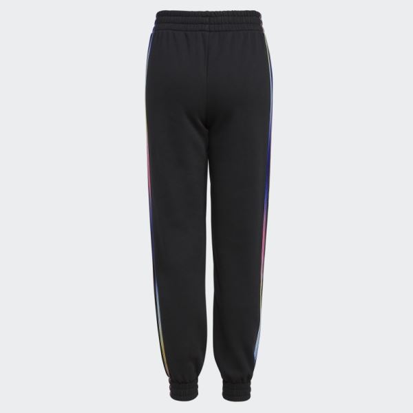 Adidas Black Allover Print Stripe Fleece Joggers (Extended Size)