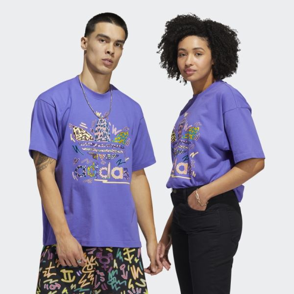 Purple Adidas Love Unites Trefoil T-Shirt (Gender Neutral)