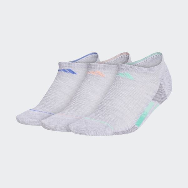 Light Grey Adidas Superlite Stripe No-Show Socks 3 Pairs