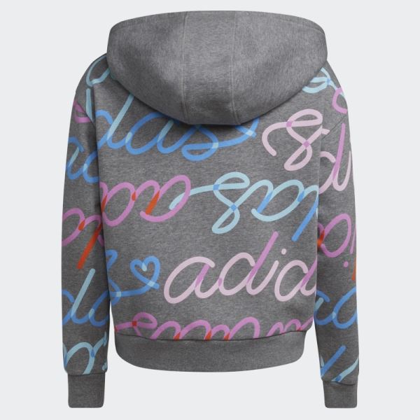 Adi Script Fleece Pullover Hoodie Adidas Charcoal Hthd