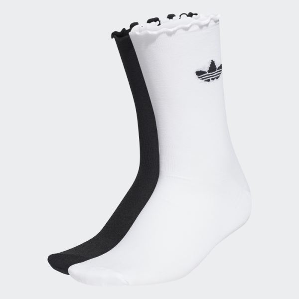 Adidas Semi-Sheer Ruffle Crew Socks 2 Pairs White