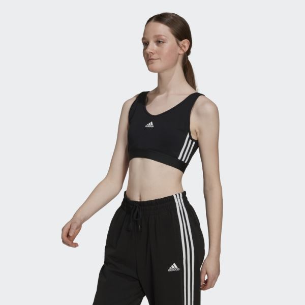Essentials 3-Stripes Crop Top Adidas Black