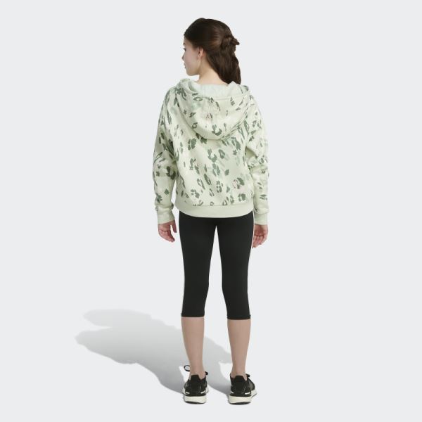 Adidas Green Allover Print Fleece Hoodie