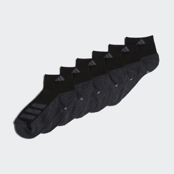 Cushioned Angle Stripe Low-Cut Socks 6 Pairs Black Adidas