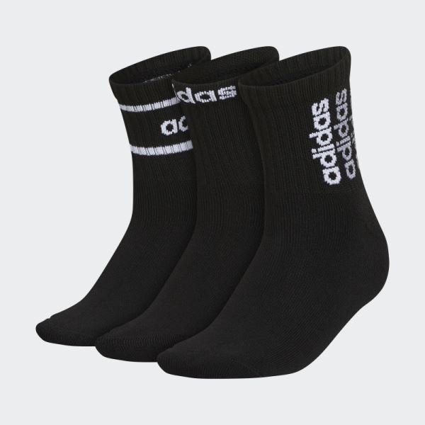 Black WM SPT STRP 2 3PK High Quarter Socks Adidas
