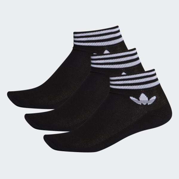Black Adidas TREFOIL ANKLE SOCKS - 3 PAIRS
