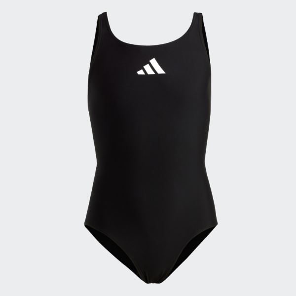Black Adidas Solid Small Logo Swimsuit