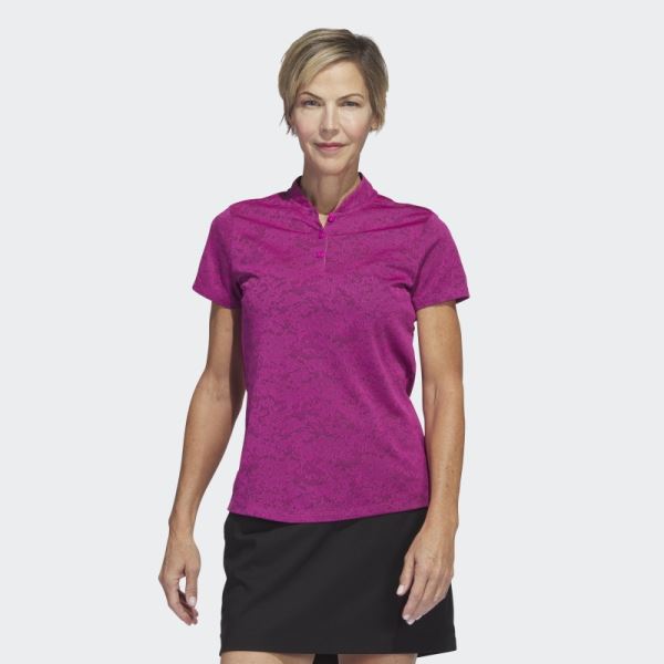 Adidas Fuchsia Jacquard Golf Polo Shirt