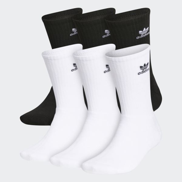 White Adidas Trefoil Crew Socks 6 Pairs