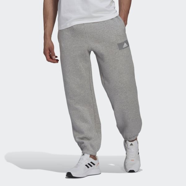 Medium Grey Adidas Essentials FeelVivid Cotton fleece Straight Leg Sweat Pants