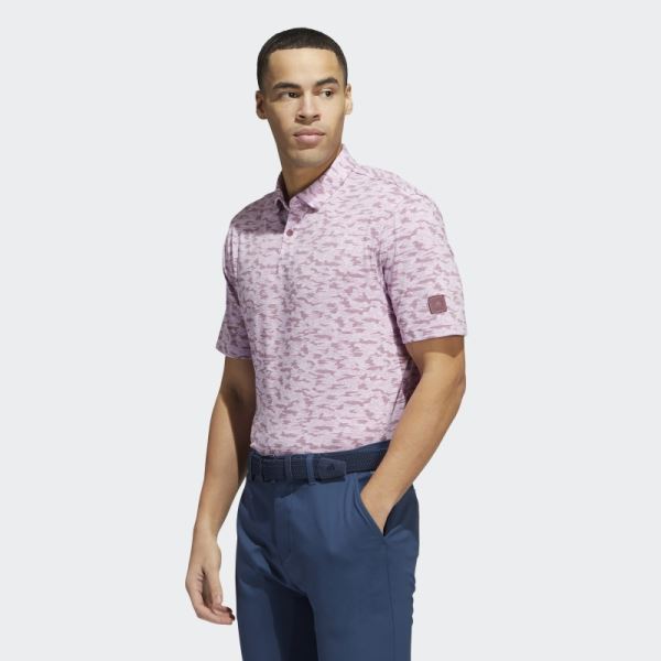 Adidas Burgundy Go-To Camo-Print Polo Shirt