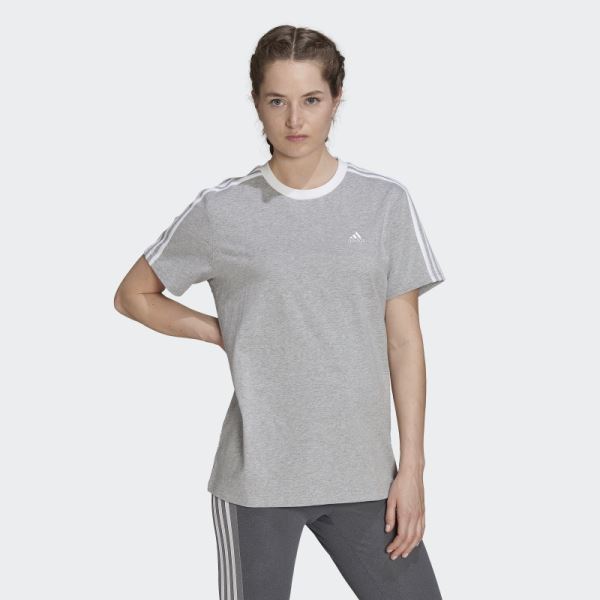 Medium Grey Adidas Essentials 3-Stripes T-Shirt