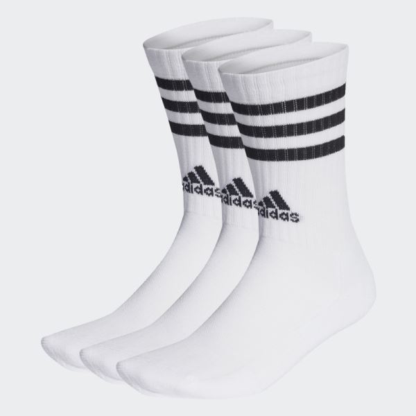 Adidas White 3-Stripes Cushioned Crew Socks 3 Pairs