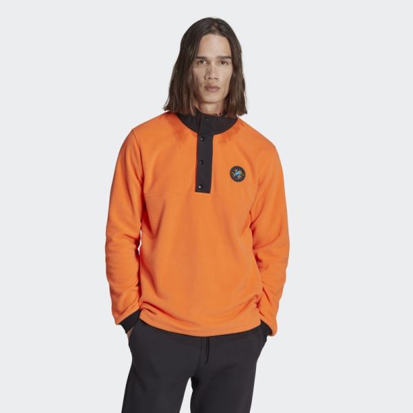 Orange Wander Hour Quarter-Snap Polar Fleece Jacket Adidas