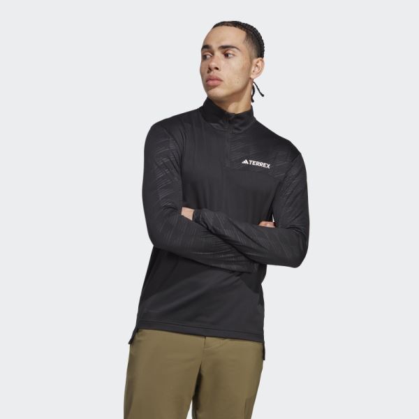 Black Adidas Terrex Multi Half-Zip Long Sleeve Tee