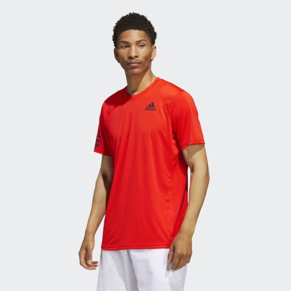 Adidas Bold Orange Club Tennis 3-Stripes T-Shirt