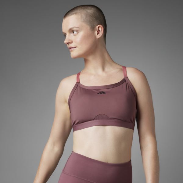 Stylish Burgundy Adidas Authentic Balance Yoga Light-Support Bra