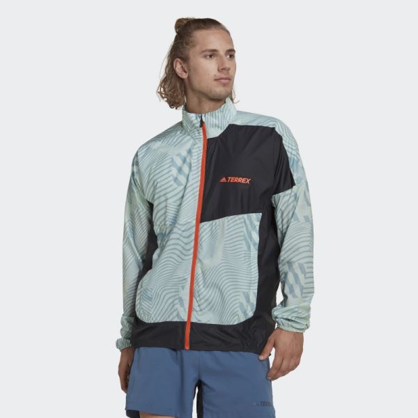 Adidas TERREX Trail Running Printed Wind Jacket Grey