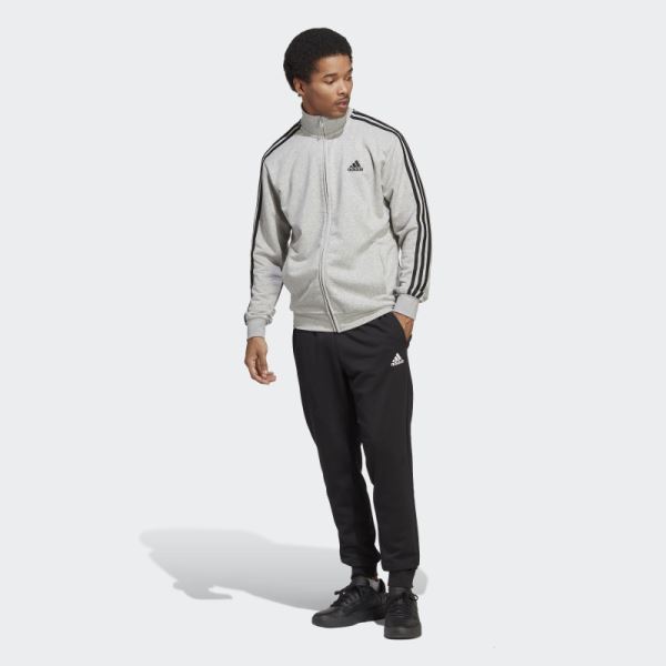 Adidas Basic 3-Stripes French Terry Tracksuit Medium Grey