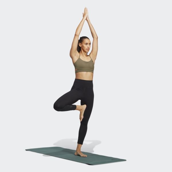 Hot Olive Adidas Yoga Studio Light-Support Longline Bra