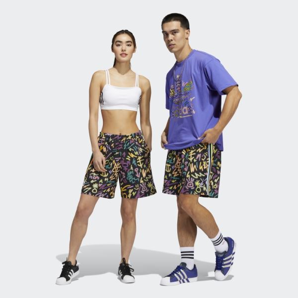 Adidas Love Unites Doodle Print Woven Shorts (Gender Neutral) Multicolor