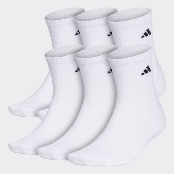 Adidas Athletic Cushioned Quarter Socks 6 Pairs XL White