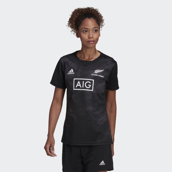 Fashion Black Ferns Rugby Primeblue Replica Home Jersey Adidas Black