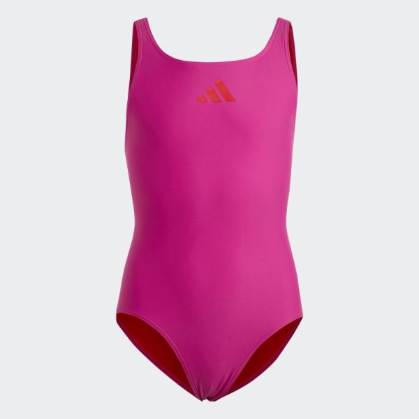 Fuchsia Solid Small Logo Swimsuit Adidas