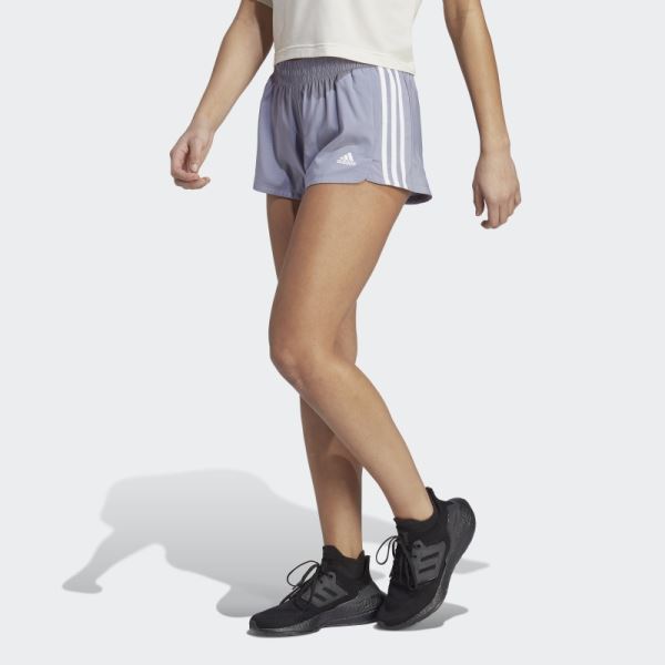 Silver Violet Adidas Pacer 3-Stripes Woven Shorts