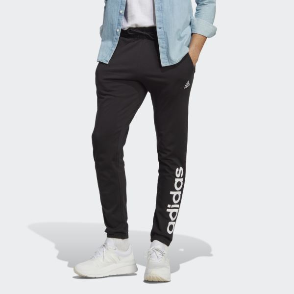 Essentials Single Jersey Tapered Elasticized Cuff Logo Joggers Black Adidas