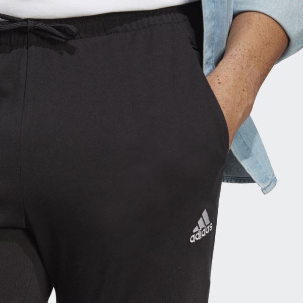 Essentials Single Jersey Tapered Elasticized Cuff Logo Joggers Black Adidas