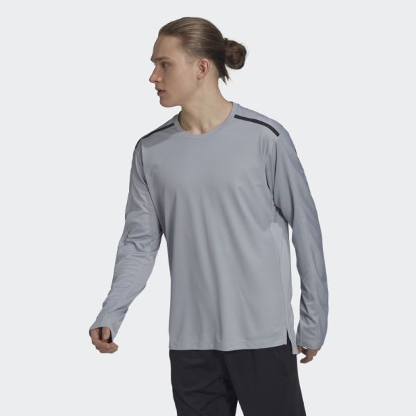 Silver Workout PU-Coated Long-Sleeve Top Adidas