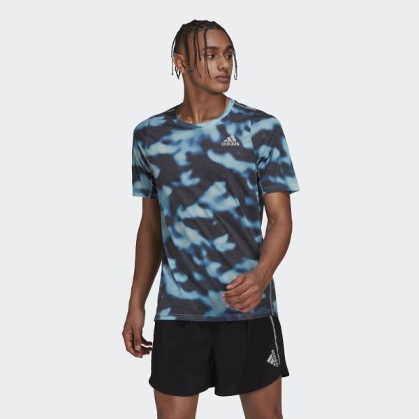 Multicolor Adidas Run Icons 3-Bar Allover Print T-Shirt
