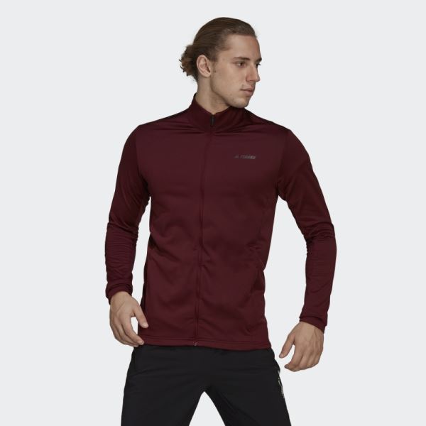 Adidas Red Terrex Multi Primegreen Full-Zip Fleece Jacket