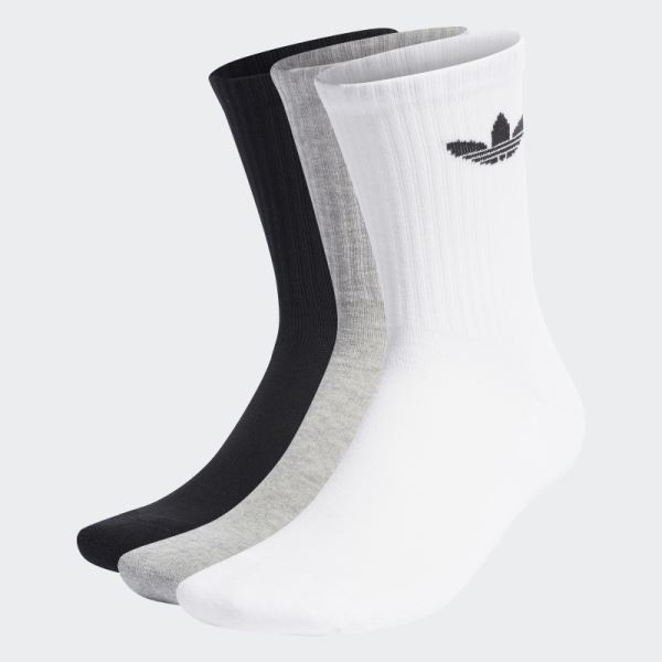 Black Adidas Cushioned Trefoil Mid-Cut Crew Socks 3 Pairs