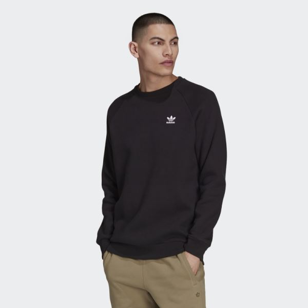 Adidas Black Adicolor Essentials Trefoil Crewneck Sweatshirt