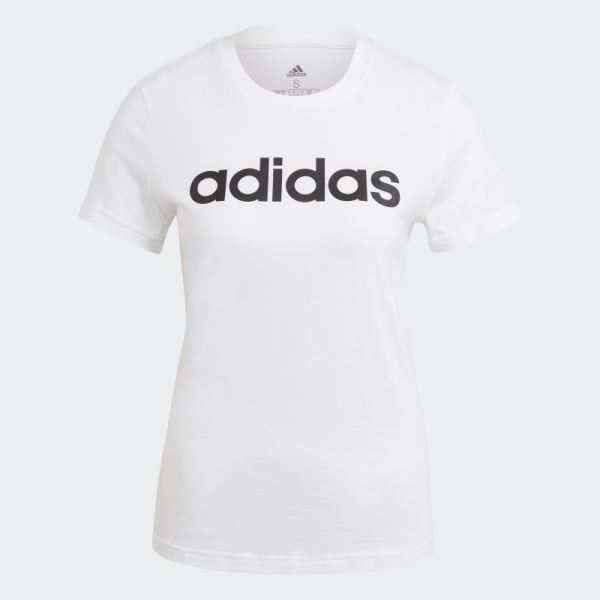 White Adidas Essentials Slim Logo Tee