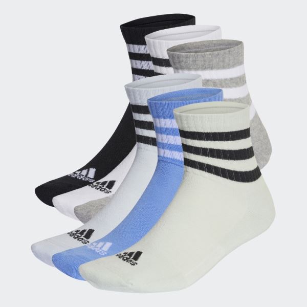 3-Stripes Cushioned Sportswear Mid-Cut Socks 3 Pairs Medium Grey Adidas