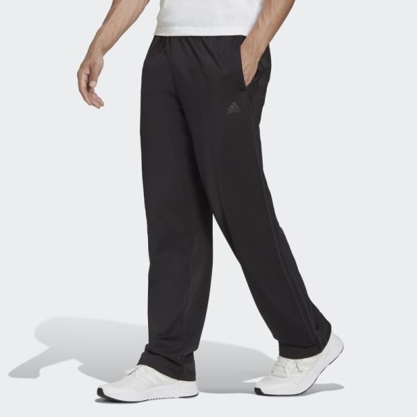 Black Adidas Primegreen Essentials Warm-Up Open Hem 3-Stripes Track Pants