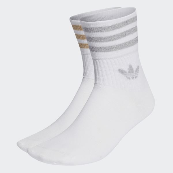 White Mid-Cut Glitter Crew Socks 2 Pairs Adidas