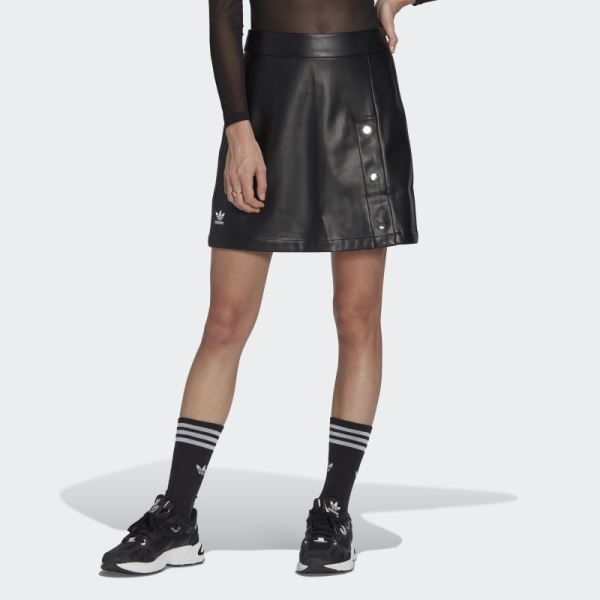 Black adicolor Trefoil Faux Leather Skirt Adidas