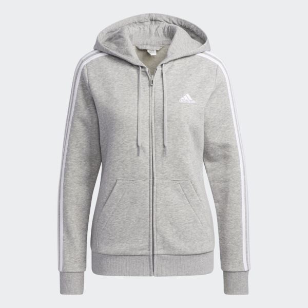 Essentials Fleece 3-Stripes Full-Zip Hoodie Adidas Medium Grey