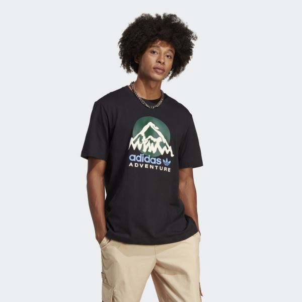 Black Adidas Adventure Mountain Front T-Shirt Fashion