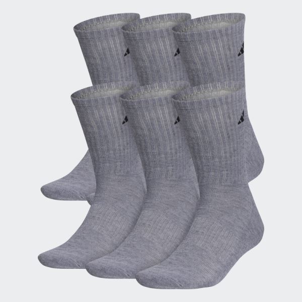 Medium Grey Adidas Athletic Cushioned Crew Socks 6 Pairs XL